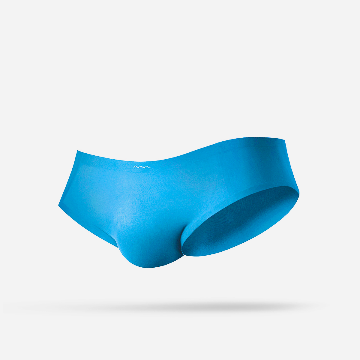 A blue brief underwear against a white background