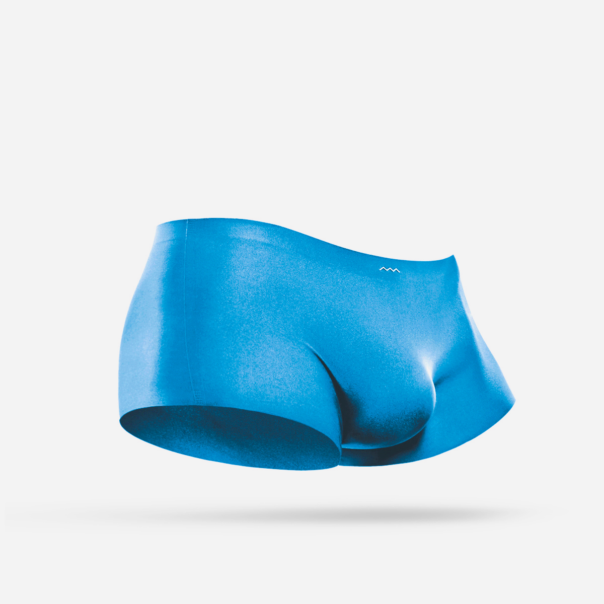 A blue boxer brief that is made of a soft, stretchy material, designed for comfort and minimal visibility